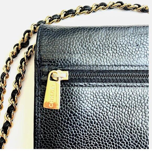 Chanel Black Caviar CC Logo Timeless Wallet on Chain WOC - Picture 10 of 16